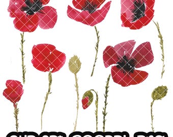 Poppies Clip art Flower Watercolor Clipart PNG