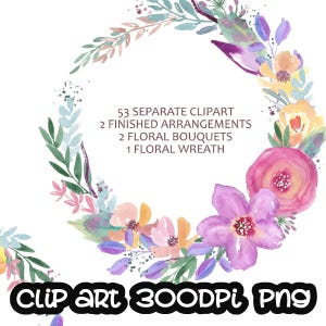 Watercolour Flower, floral wreath, leaf, bouquet, digital clip art, cards, wedding Free Commercial Use PNG
