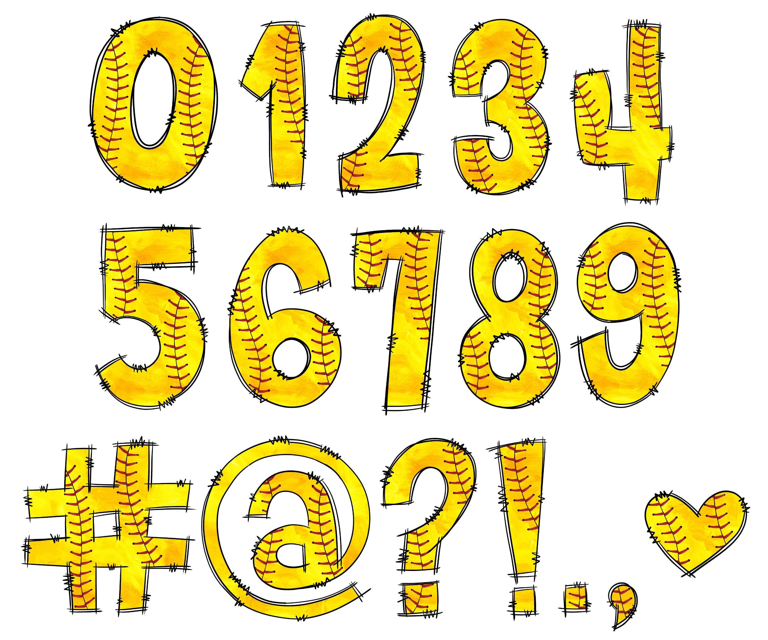 Softball Doodle Letters Clipart, Letters Clip Art, Sports Digital ...