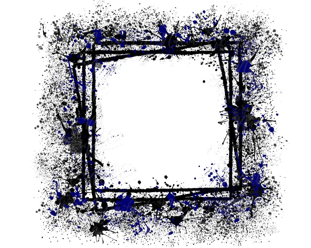 Frame Splatter Blue Black Background Printable Artwork Splash Frame