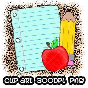Teacher Frame Sublimation Design PNG Pencil Apple Hand Drawn Digital Download Art School Notebook Paper Back To School Printable Artwork