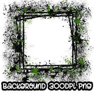 Rahmen Splatter Grün Schwarzer Hintergrund | Druckbare Grafik | Spritzrahmen | Farbe Splatter Hintergrund | Sublimation PNG