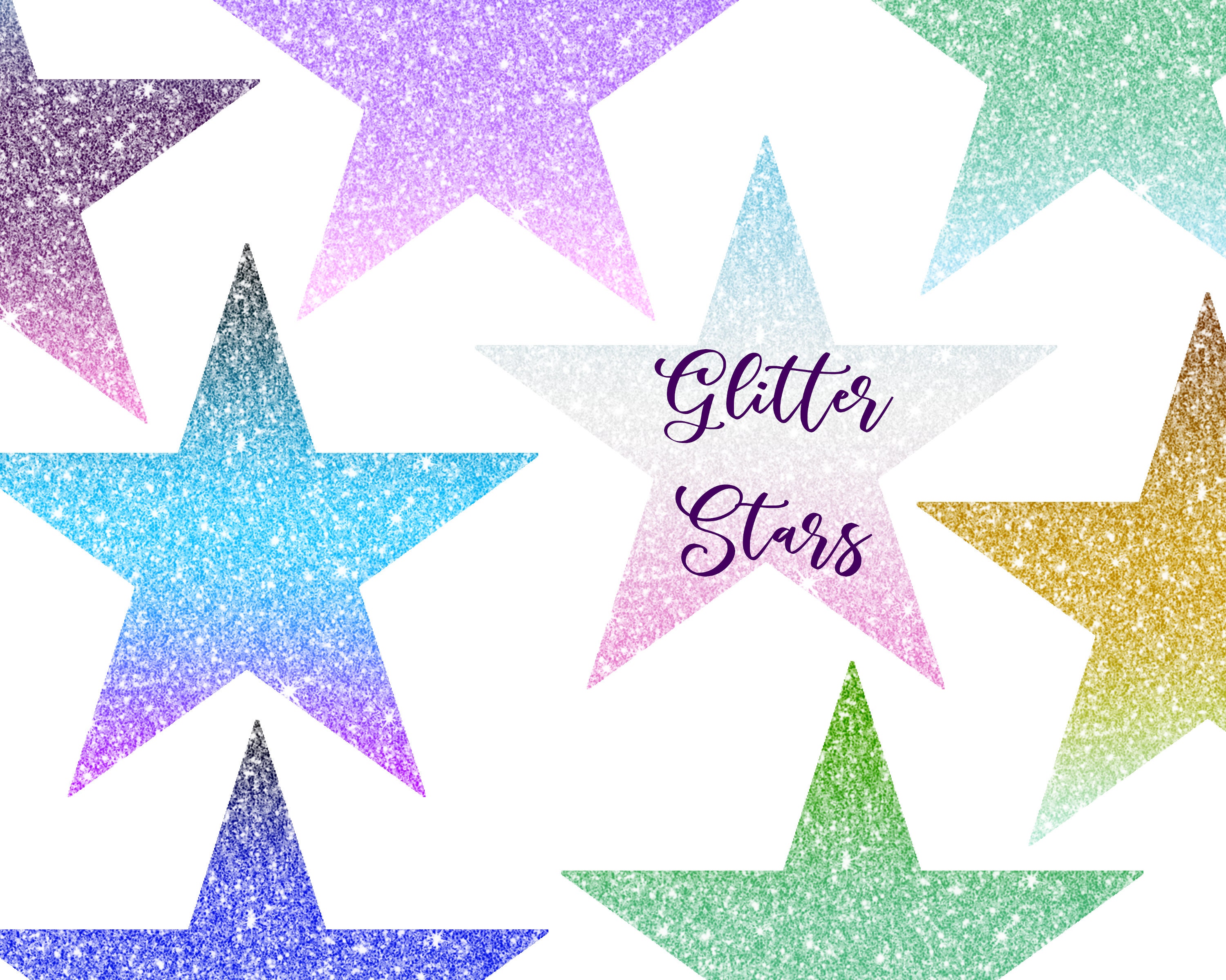 Digital Glitter Star Clipart, Sparkly Glittery Star, Gold, Silver, Pink  Glitter Clipart, Glitter Shapes 