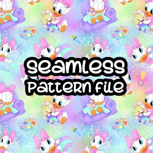 Daisy Baby Toddler Seamless Pattern, Mickey Mouse e amigos Fundo de papel digital Download JPG