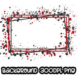 Éclaboussures de cadre sur fond gris rouge | Oeuvre d'art imprimable | Cadre rectangulaire Splash | Fond d'éclaboussures de peinture | Sublimation PNG