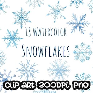 Snowflakes watercolor, Handpainted watercolor, digital clipart, cards, invitationsrt, PNG