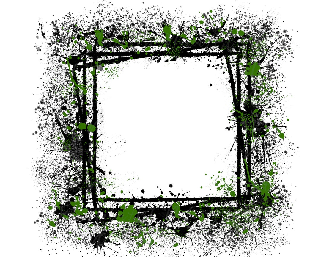 Frame splatter green black background printable artwork splash frame