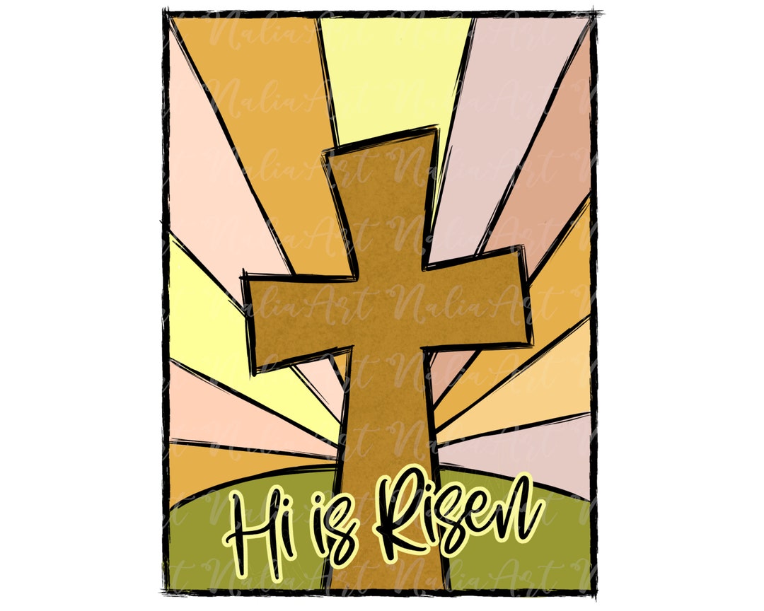 Easter Cross Sublimation PNG Hand Draw, Easter Clip Art, Easter Cross