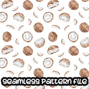 Kokosnöts sömlöst mönster, kokosnöts sömlös fil, digital pappersbakgrund nedladdning JPG