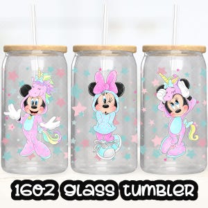 Minnie Cup PNG File DIGITAL DOWNLOAD 16oz Glass Tumbler Design, Mickey Mouse and Friends 16oz Libby Cup Wrap