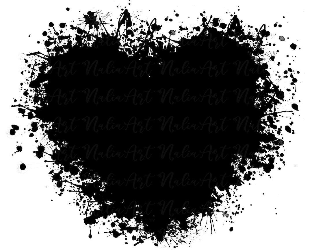Heart Black Heart PNG Heart Watercolor Sublimation PNG Etsy
