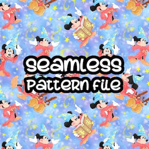Mickey Mouse Fantasia Seamless Pattern, Mickey Mouse and Friends Digital Paper Background Download JPG