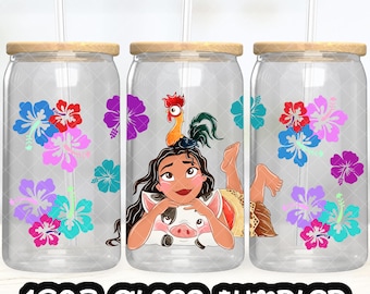 Anime Cartoon Prinzessin Moana Cup PNG-Datei DIGITAL DOWNLOAD 16oz Glasbecher Design, 16oz Libby Cup Wrap