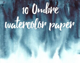 Ombre digital paper Borders Background watercolor blue indigo INSTANT DOWNLOAD