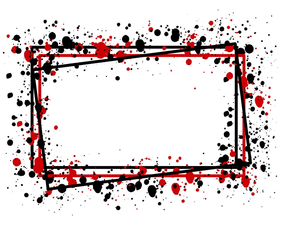 Frame Splatter Red Black Background Printable Artwork Splash Rectangle