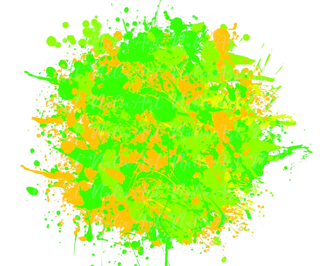 Background Paint Splatter Green Orange Splash Frame Splatter Background