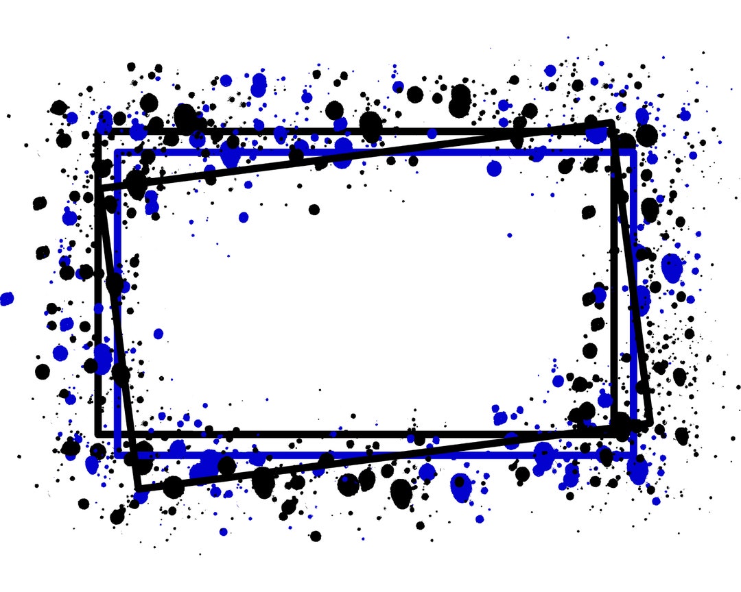 Frame Splatter Blue Black Background Printable Artwork Splash Rectangle