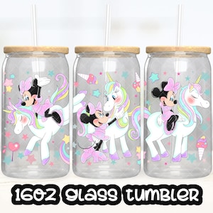 Minnie Cup PNG File DIGITAL DOWNLOAD 16oz Glass Tumbler Design, Mickey Mouse and Friends 16oz Libby Cup Wrap