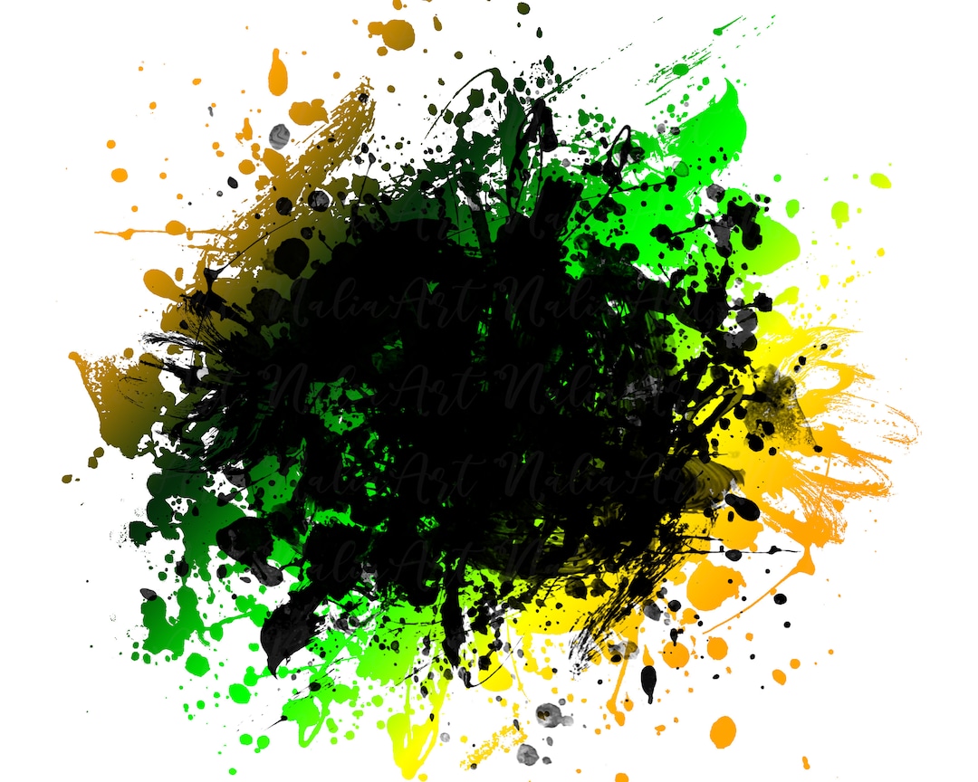 Background Paint Splatter Green Yellow Black Splash Frame Splatter