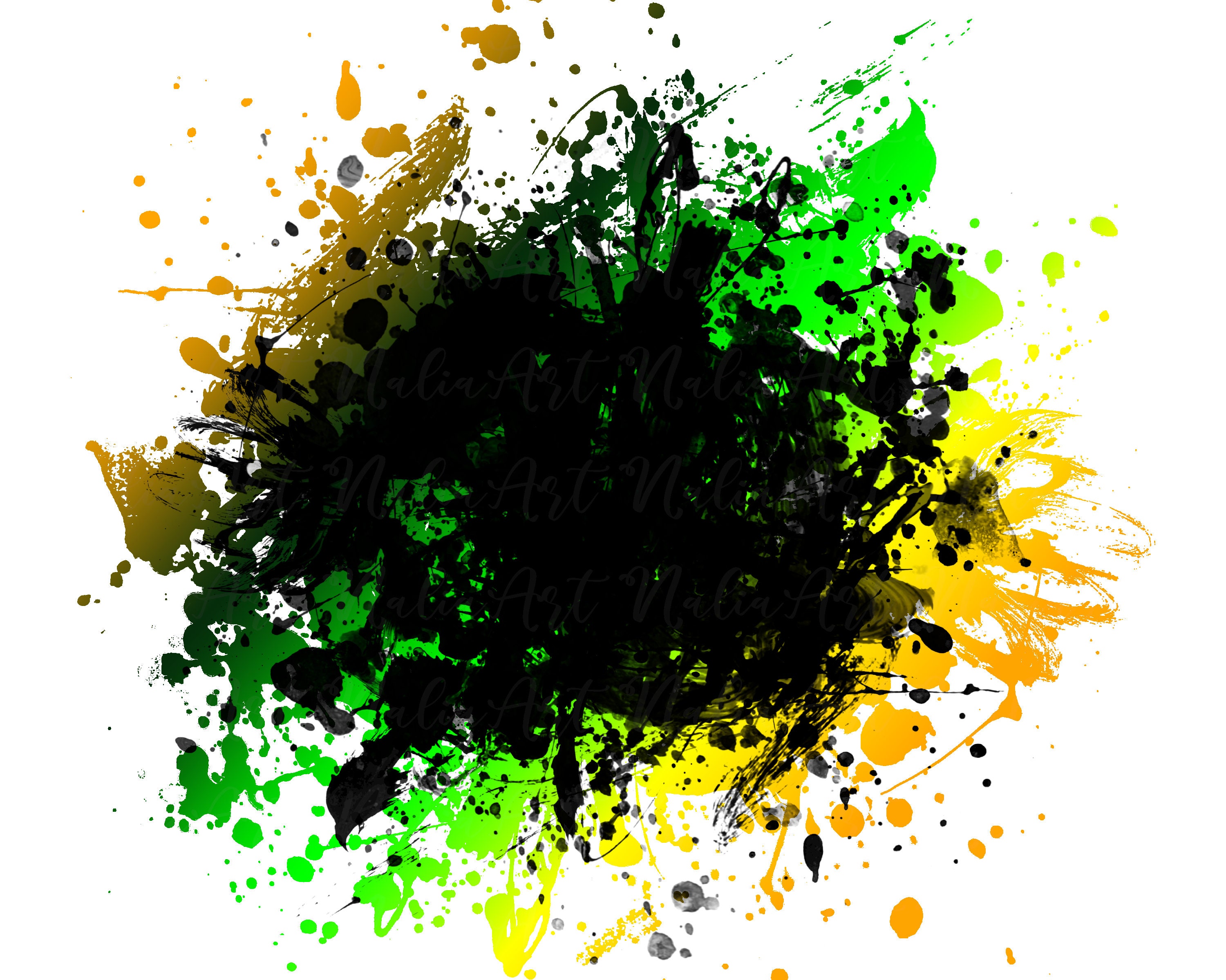 Background Paint Splatter Green Yellow Black Splash Frame Splatter