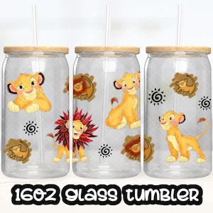 Anime Cartoon Lion King Cup PNG File DIGITAL DOWNLOAD 16oz Glass Tumbler Design, 16oz Libby Cup Wrap