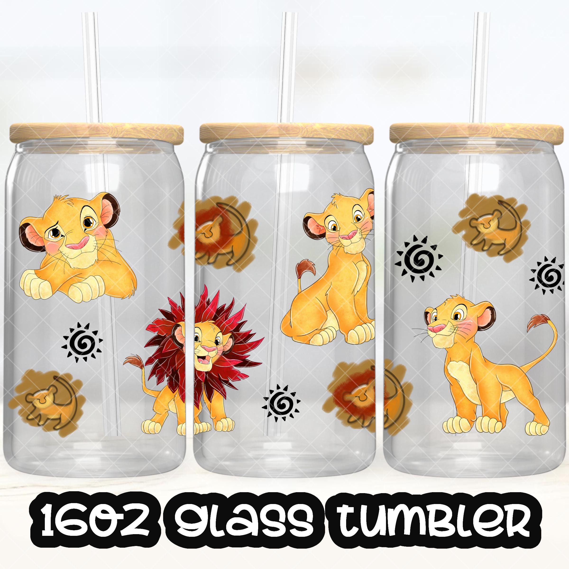 Anime cartoon Lion King beker PNG-bestand DIGITALE DOWNLOAD 16oz glazen beker ontwerp, 16oz Libby beker wrap