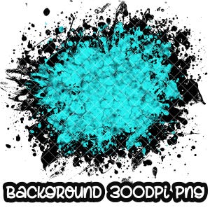 Background Turquoise Distressed Print Turquoise Grunge Splash Frame Splatter Sublimation PNG