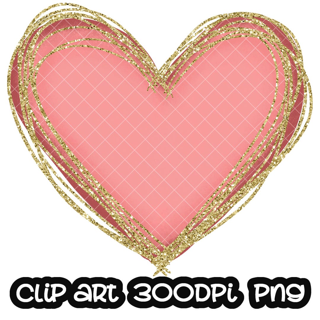 Heart Sublimation PNG | Heart Glitter Gold PNG | Pink Heart | Heart ...
