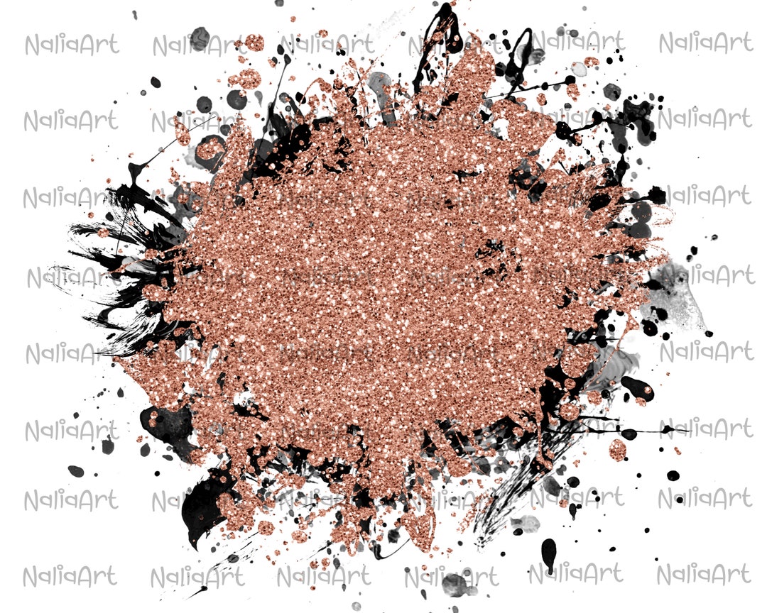 Background Paint Splatter Glitter Gold Pink Black Splash Frame Splatter