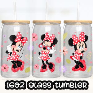 Minnie Cup PNG File DIGITAL DOWNLOAD 16oz Glass Tumbler Design, 16oz Libby Cup Wrap