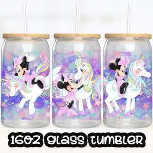 Minnie Cup PNG File DIGITAL DOWNLOAD 16oz Glass Tumbler Design, Mickey Mouse and Friends 16oz Libby Cup Wrap