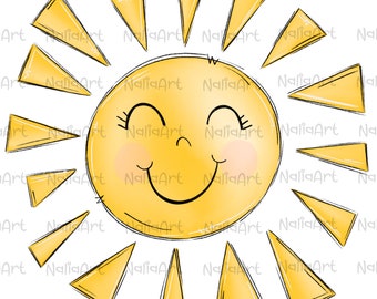 Sun Doodle Summer PNG Sublimation | Sunshine Clip Art | Summer Clip art PNG