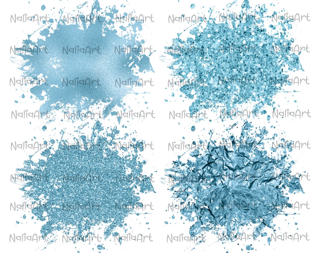 Background Paint Splatter Glitter Foil Blue Splash Frame Splatter