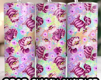 Alice im Wunderland Die Cheshire Cat 20 Unzen Skinny Tumbler Wrap, gerader Tumbler Design Sublimation Download PNG