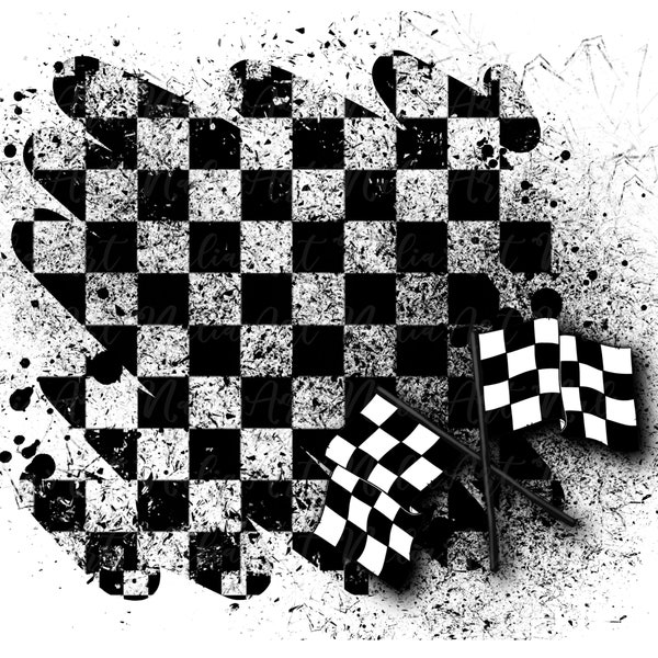 Background Checkered Flag With Bleach Affect | Distressed Checkered Flag Grunge | Splash Frame | Splatter Background | Sublimation PNG