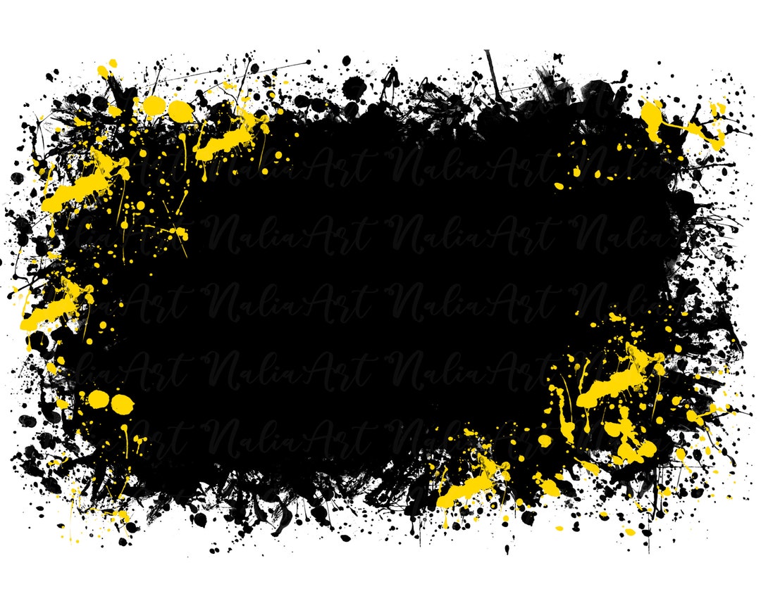 Background Paint Splatter Black Yellow Splash Frame Splatter Background