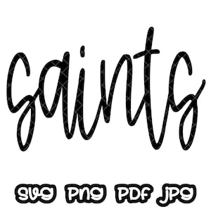 Saints Mascot Hand Lettered Sublimation Design SVG | Dia do jogo SVG I Esporte Futebol | Download digital do mascote do time SVG