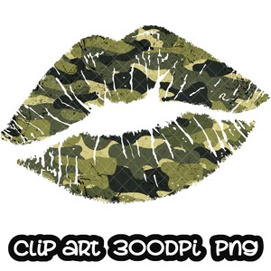 Lips Png Doodle Clipart, Lipstick kiss Clip art, Camouflage Doodle Digital Clipart, Camouflage Sublimation Design PNG