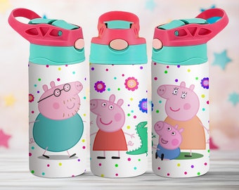 Peppa Pig Cup PNG File DIGITAL DOWNLOAD 12oz Tumbler Design, 12oz Flip Top Cup Wrap