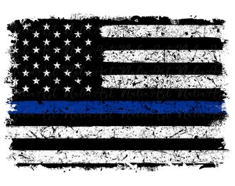 Background Back the Blue Thin Blue Line Police Design Flag Grunge Splash Frame Splatter Sublimation PNG