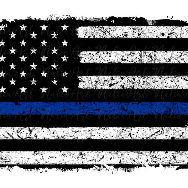 Background Back the Blue Thin Blue Line Police Design Flag Grunge Splash Frame Splatter Sublimation PNG