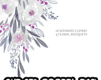 Watercolour Flower , watercolour floral, leaf, bouquet, digital clip art, invitationsrt, wedding Free Commercial Use PNG