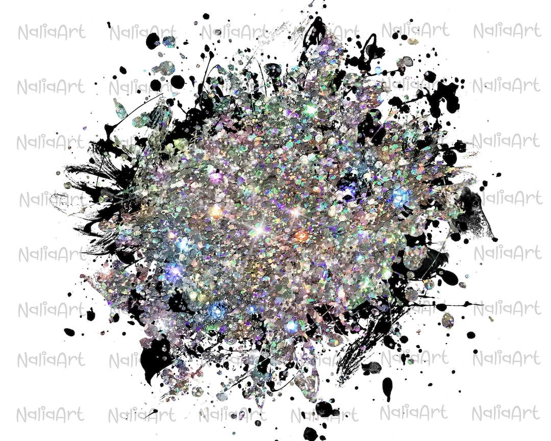 Background Paint Splatter Glitter Silver Black Splash Frame Splatter