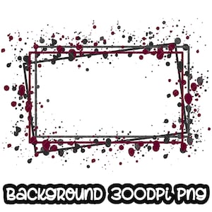 Éclaboussures de cadre bordeaux sur fond gris | Oeuvre d'art imprimable | Cadre rectangulaire Splash | Fond d'éclaboussures de peinture | Sublimation PNG