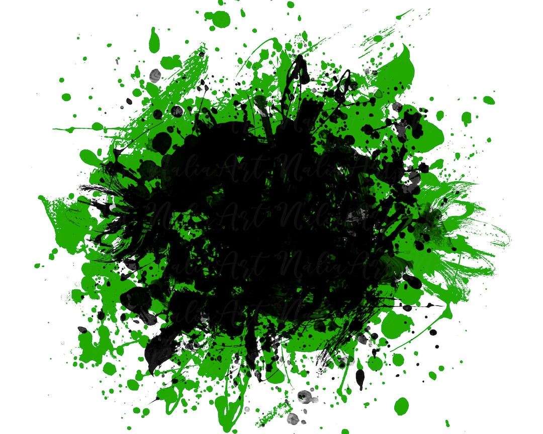 Background Paint Splatter Green Black Splash Frame Splatter Background