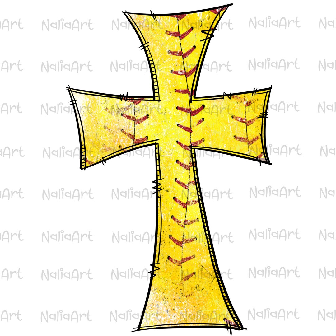 Cross Softball Cross PNG Sport Cross Cross Watercolor Sublimation PNG