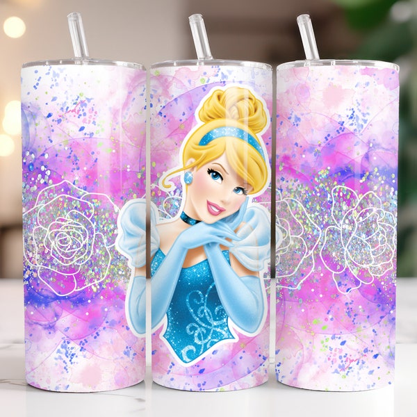 Princess Cinderella 20oz Skinny Tumbler Wrap, Straight&Tapered Tumbler Design Sublimation Download PNG