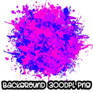 Fondo con salpicaduras de pintura rosa y azul / Marco con salpicaduras / Fondo con salpicaduras / Ilustración imprimible I Archivo digital / Sublimación PNG