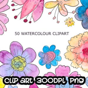 Akwarela Kwiat Akwarela Kwiatowy Cyfrowy Clipart Dzieci Akwarela Różowy Niebieski Fioletowy Żółty Darmowe Komercyjne Wykorzystanie PNG