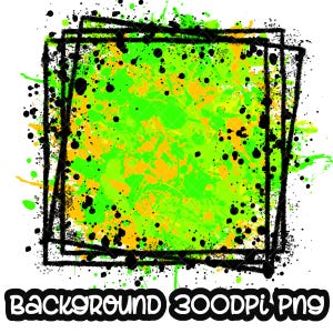 Achtergrond Verfspetters Groen Oranje | Spatlijst | Splatterachtergrond | Afdrukbaar kunstwerk I digitaal bestand | Sublimatie-png